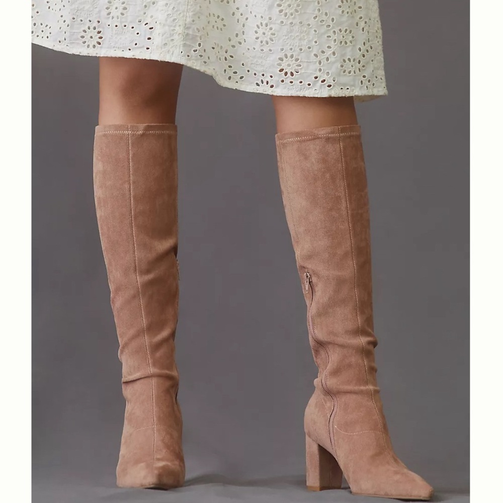 Elegant Tan Suede Heeled Boots